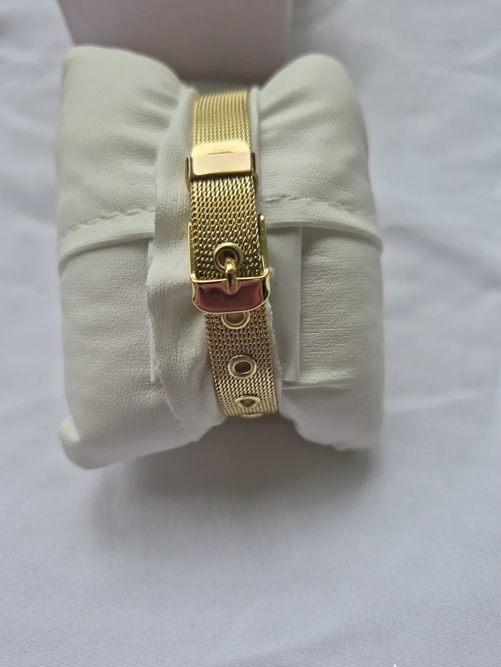 Geneva Gold Mesh Strap Watch with Pink Dial